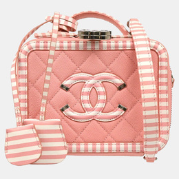 Chanel Pink Caviar Leather Filigree Vanity Shoulder Bag 1136402