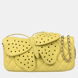 Chanel Lime Green Lambskin Leather Butterfly Shoulder Bag 1136408
