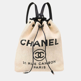 Chanel White Straw Deauville Backpack 1137139