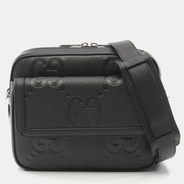 Gucci Black Leather Jumbo GG Small Crossbody Bag 1137508