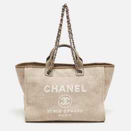 Chanel Beige Canvas Large Deauville Shopper Tote 1137653