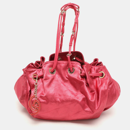 Giorgio Armani Pink Snake Print Nylon Drawstring Shoulder Bag 1137914