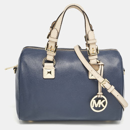 Michael Kors Navy Blue Leather Medium Grayson Satchel 1138004
