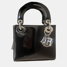 Christian Dior Lady Christian Dior Mini Bag Black & Grey Patent Leather 1138066