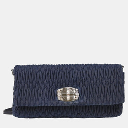 Miu Miu Navy Denim Matelasse Shoulder Bag 1136377