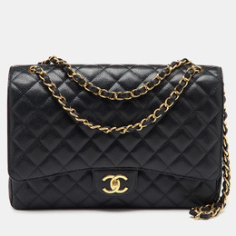 Chanel Black Quilted Caviar Leather Maxi Classic Double Flap Bag 1138704