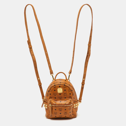 MCM Tan Visetos Coated Canvas and Leather Mini Studded Stark Bebe Boo Backpack 1138873