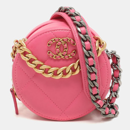 Chanel Pink Quilted Leather Chanel 19 Round Clutch Bag 1138936