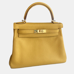 Hermes Amber Yellow Togo Leather Kelly 28 Top Handle Bag 1138075