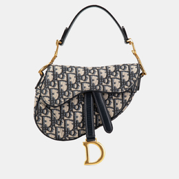 Christian Dior Navy Blue Mini Oblique Canvas Saddle Bag 1139135