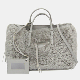 Balenciaga Gray Mouton and Leather Papier A6 Shoulder Bag 1139593