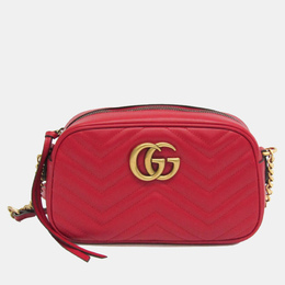 Gucci Red Leather GG Marmont Small Camera Shoulder Bag 1139611