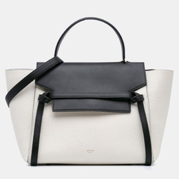 Celine Black White Mini Bicolor Leather Belt Satchel 1139536