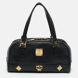 MCM Black Leather Small Zip Satchel 1193044