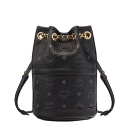 MCM Aren Chain Leather Bucket Bag - Black mwkdata01bk
