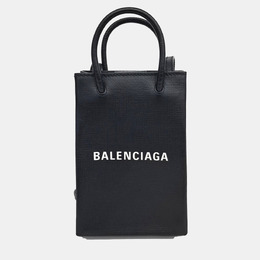 Balenciaga Black Leather shopping phone holder bag 1140343