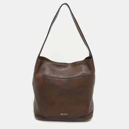 Prada Bruciato Cervo Leather Hobo 1140678
