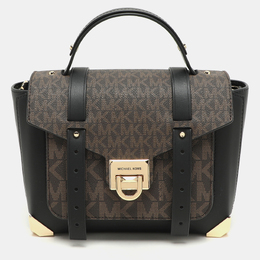 Michael Kors Brown/Black Leather and PVC Medium Manhattan Top Handle Bag 1141030