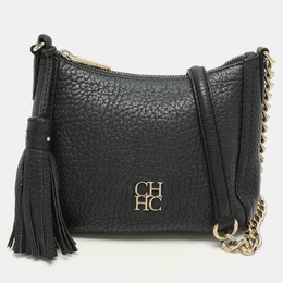 CH Carolina Herrera Carolina Herrera Black Leather Chain Tassel Shoulder Bag 1141088