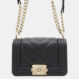 Chanel Black Leather Mini Boy Chain Shoulder Bag 1140545