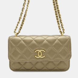 Chanel Gold Lambskin Phone Case Shoulder Bag 1140546