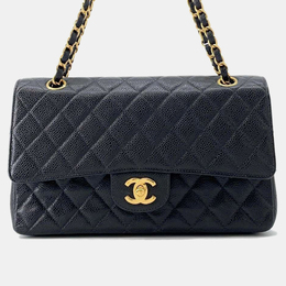 Chanel Matelasse Double Flap Chain Black Caviar Leather shoulder Bag 1140550