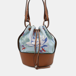Loewe Blue Brown Canvas Leather Paula Balloon Bag 1140553