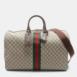 Gucci Beige Brown Coated Canvas Leather GG Supreme Sherry Boston Bag 1141124