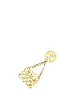 Chanel 1980-1990 Gold Plated CC Quilted Flap Bag Brooch costume brooch 29957621