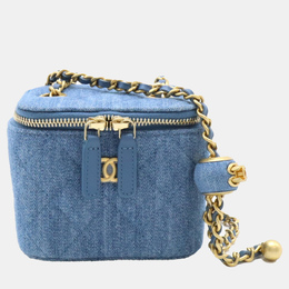 Chanel Denim Blue Matelasse Small Vanity Coco Ball Chain Shoulder Bag 1124491