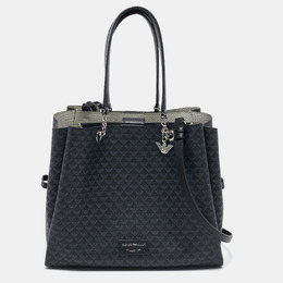 Emporio Armani Black Monogram Faux Leather Annie Tote 1135524