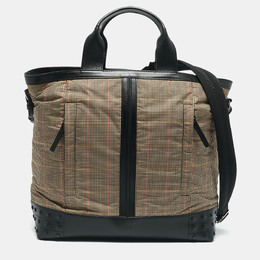 Tod's Multicolor Checkered Nylon and Leather Gommino Tote 1137659