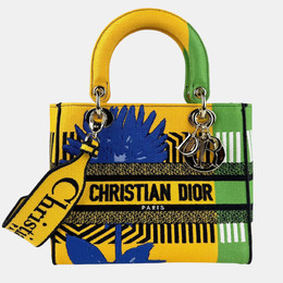Christian Dior Yellow Green Blue Canvas Lady D-Lite Shoulder Bag 1141174