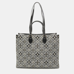 Louis Vuitton Grey Black Canvas Leather Monogram Jacquard OnTheGo GM Since 1854 Tote Bag 1141231