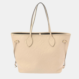 Louis Vuitton Creme Leather Monogram Empreinte Neverfull MM Tote Bag 1141250