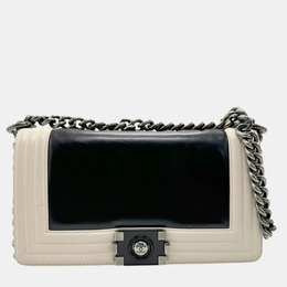 Chanel Black/Off-White Leather Boy Shoulder Bag 1141263