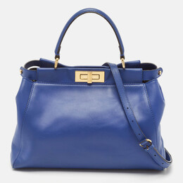 Fendi Blue Leather Regular Peekaboo Top Handle Bag 1141444
