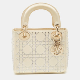 Christian Dior Off White Cannage Satin Mini Crystals Embellished Lady Christian Dior Tote 1142024