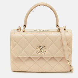 Chanel Beige Quilted Leather Small Trendy CC Top Handle Bag 1142189