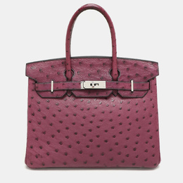 Hermes Violet Ostrich Leather Palladium Finish Birkin 30 Bag 1142318