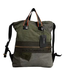 Dolce & Gabbana Military Green Patchwork Rucksack Backpack Bag bag4340