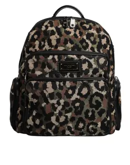 Dolce & Gabbana Multicolor Leopard Print DG Logo Plaque Men Backpack Bag bag4349