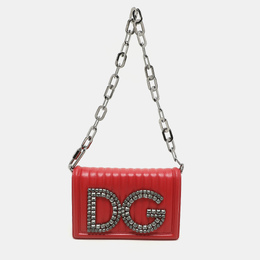 Dolce & Gabbana Red Quilted Leather DG Girls Shoulder Bag 1141775