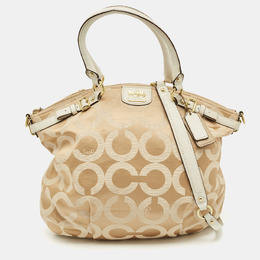Coach White/Beige Signature Canvas Sophia Madison Tote 1142919