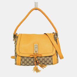 Gucci Beige and Yellow GG Canvas Bella Shoulder Bag 1142981
