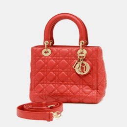 Christian Dior Red Lambskin Medium Dior Lady Cannage Bag 1143234