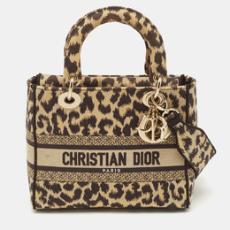 Christian Dior Beige/Black Mizza Embroidered Canvas Medium Lady D-Lite Tote 1143284
