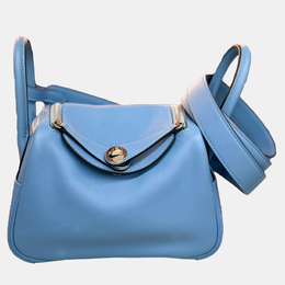 Hermes Northern Blue Swift Leather Mini Lindy Shoulder Bag 1143563