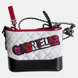 Chanel Grey White Tweed Gabrielle Small Shoulder Bag 1143583