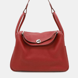 Hermes Rouge Casaque Taurillon Clemence Leather Lindy 34 Shoulder Bag 1143823